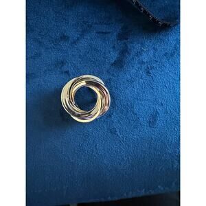 Vintage Gold Tone‎ Interlocking Circles Brooch Pin Women Fashion Accessory